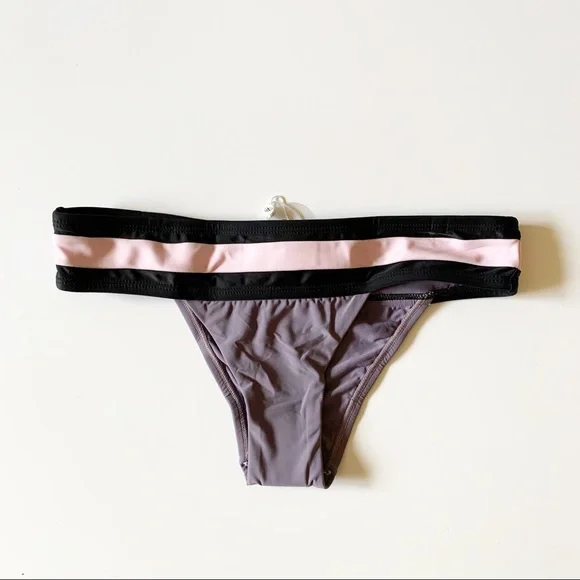 Pilyq NWT Purple Color Block Cheeky Bikini Bottoms - Picture 8 of 9